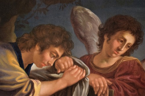 Antiquités - Christ mort pleuré par deux anges, Bologne XVIIe siècle